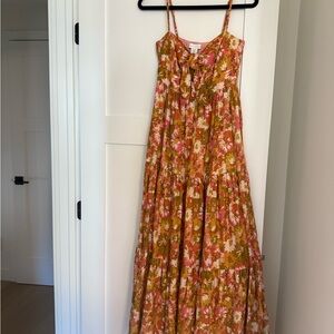 House of Harlow 1960 Floral Maxi Dress in Pink and Orange